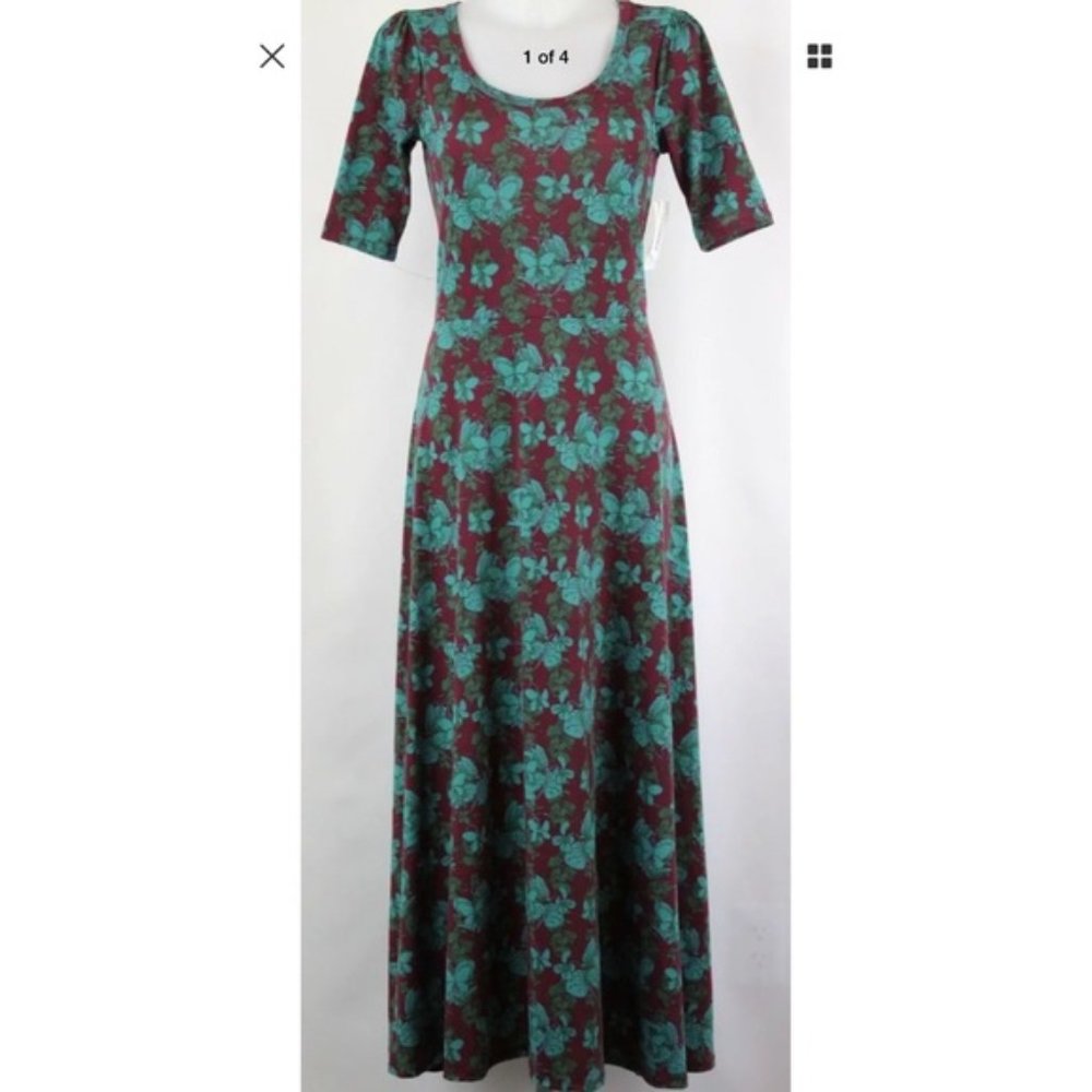 LuLaRoe Floral Ana Dress NWT (Teal and Maroon)